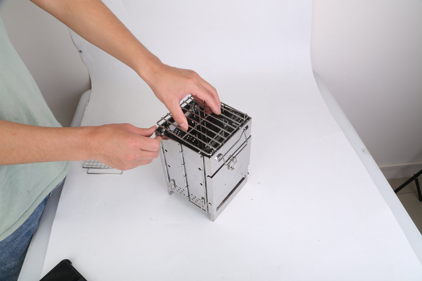 Portable Folding Camping Stove | Stainless Steel Wood & Charcoal Outdoor Cooker